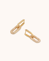Oblong Link Stud Earrings in Gold