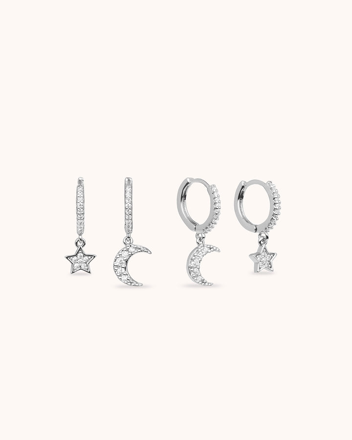 2-Pack Celestial Hoops in Silver