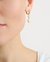 Pearl Drop Hoop Earrings in Gold