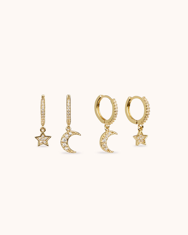 2-Pack Celestial Hoops in Gold