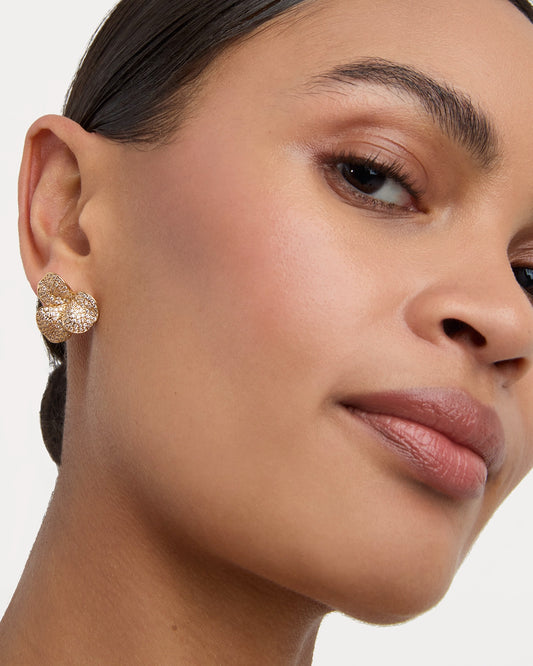 Cubic Zirconia Flower Stud in Gold
