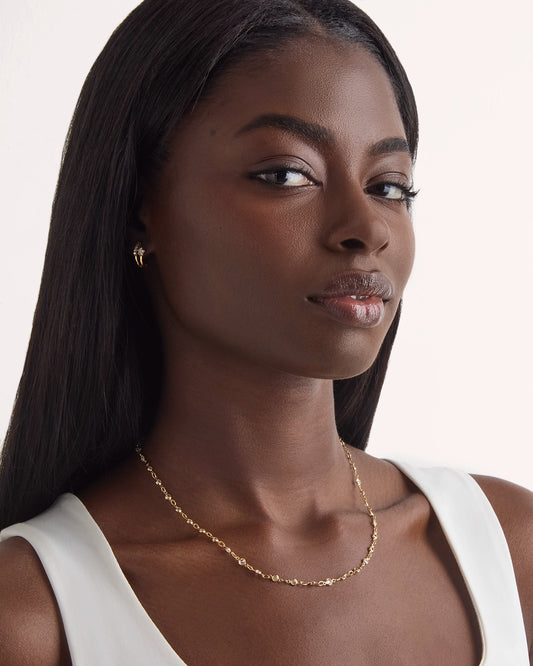 Cubic Zirconia Floating Chain Necklace in Gold