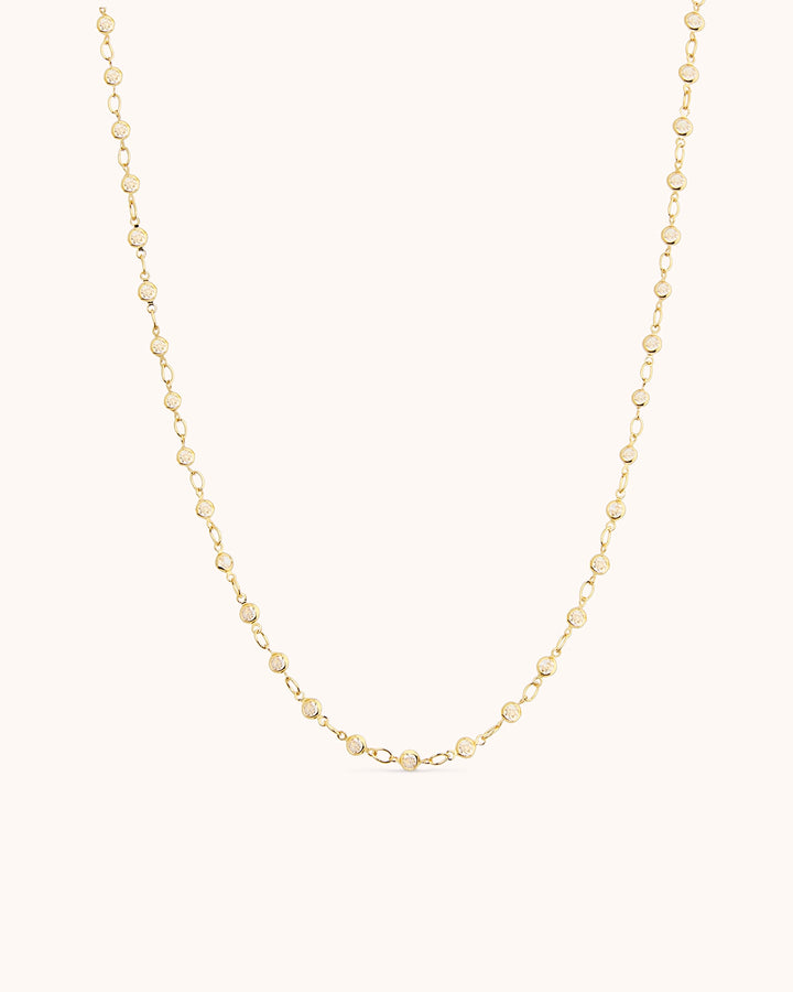 Cubic Zirconia Floating Chain Necklace in Gold
