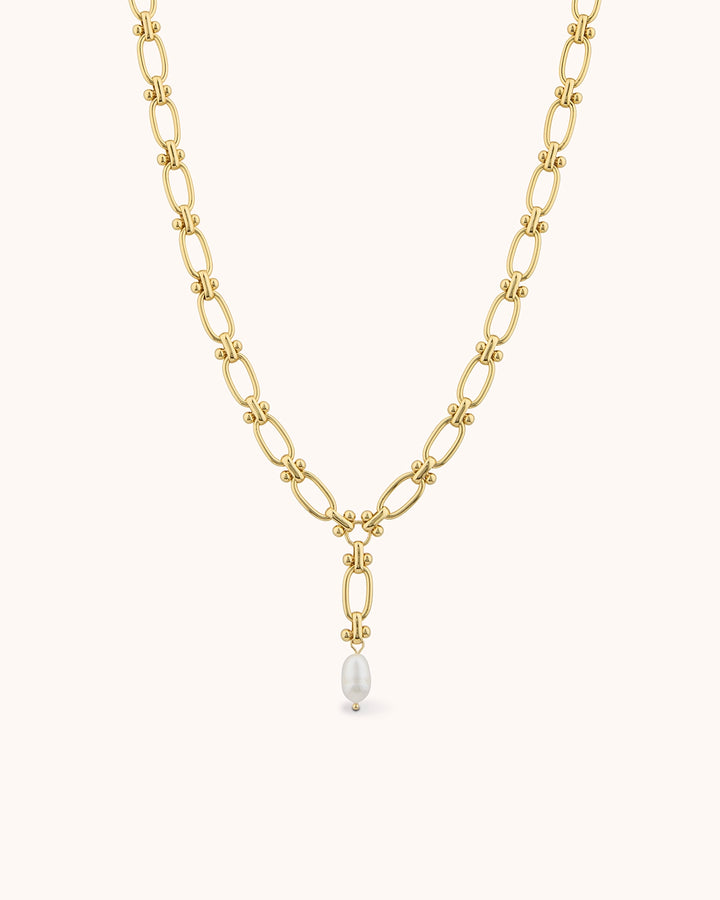 Pearl Chain Necklace in Gold