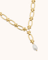 Pearl Chain Necklace in Gold