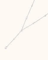 Cubic Zirconia Station Lariat Necklace in Silver