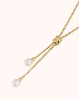 Adjustable Pearl Lariat Necklace in Gold