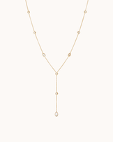 Cubic Zirconia Station Lariat Necklace in Gold