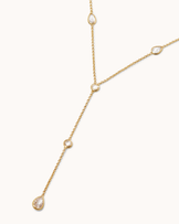 Cubic Zirconia Station Lariat Necklace in Gold