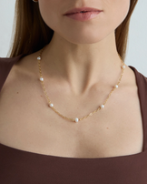 Large Pearl Station Necklace in Gold