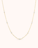 Large Pearl Station Necklace in Gold