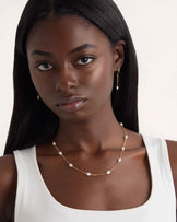 Large Pearl Station Necklace in Gold