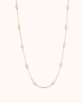 Large Pearl Station Necklace in Gold