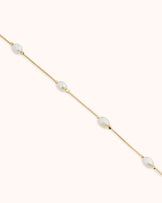Large Pearl Station Necklace in Gold