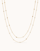 Cubic Zirconia Double Chain Station Necklace in Gold
