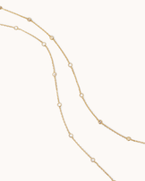 Cubic Zirconia Double Chain Station Necklace in Gold