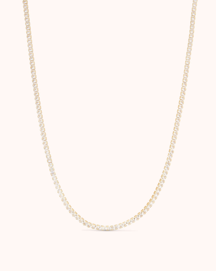 Round Tennis Necklace in Gold