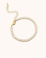 Round Crystal Tennis Bracelet in Gold