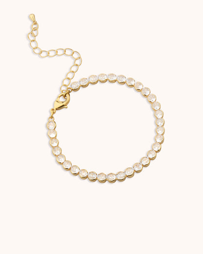 Round Crystal Tennis Bracelet in Gold