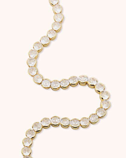 Round Crystal Tennis Bracelet in Gold