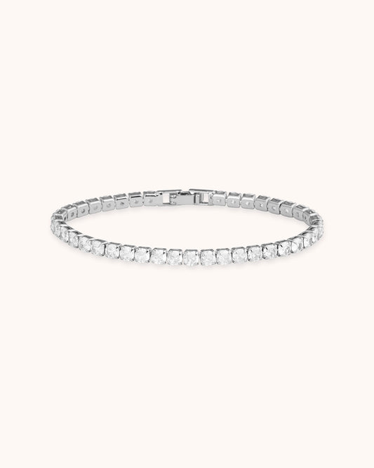 Round Crystal Tennis Bracelet in Silver