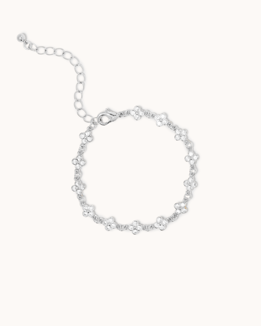 Flower Chain Bracelet in Silver