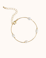 Pearl Station Bracelet in Gold