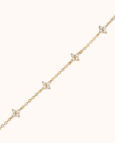 Cubic Zirconia Flower Station Bracelet in Gold