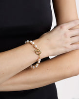 Freshwater Pearl T-Bar Bracelet in Gold