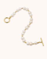 Freshwater Pearl T-Bar Bracelet in Gold