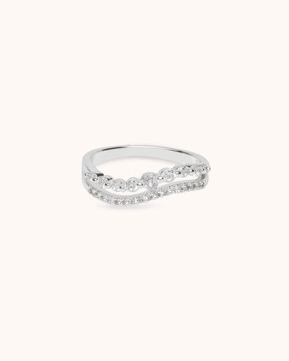 Cubic Zirconia Double Band Ring in Silver