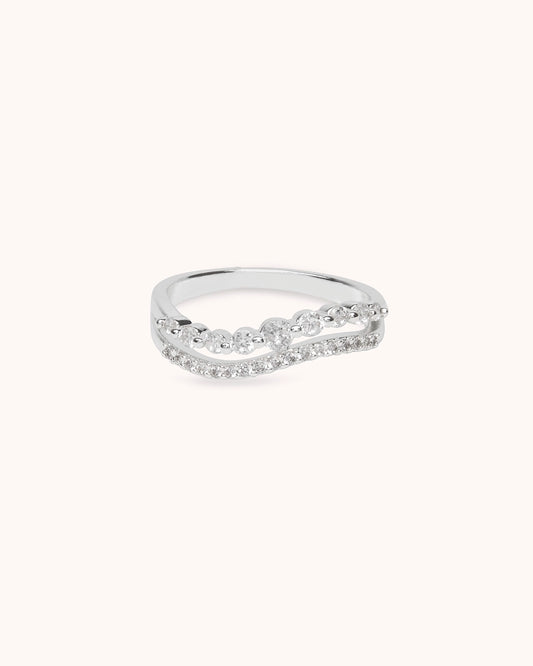 Cubic Zirconia Double Band Ring in Silver
