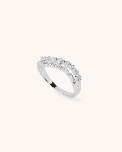Cubic Zirconia Double Band Ring in Silver