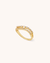 Cubic Zirconia Double Band Ring in Gold