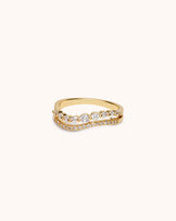 Cubic Zirconia Double Band Ring in Gold