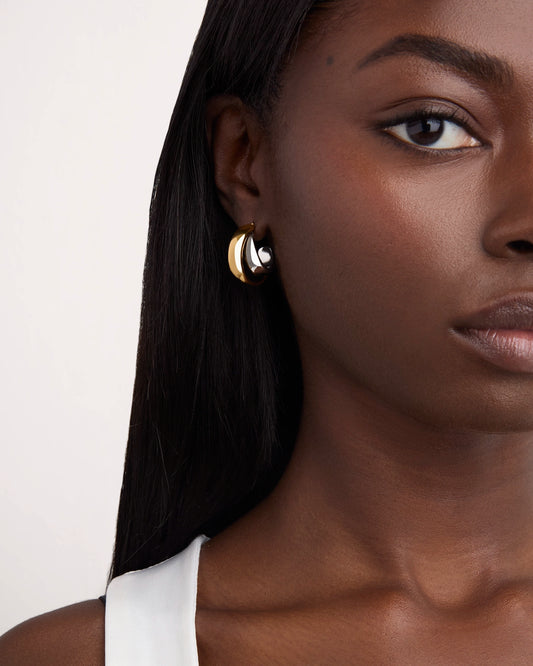 Waterproof Mixed Metal Crossover Hoops