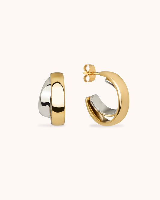 Waterproof Mixed Metal Crossover Hoops