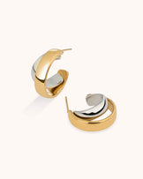 Waterproof Mixed Metal Crossover Hoops
