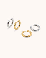 Waterproof Mixed Metal 2-Pack Hoop Earrings in Silver