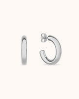 Small Thick Hoop Earrings in Silver