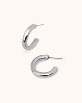 Small Thick Hoop Earrings in Silver