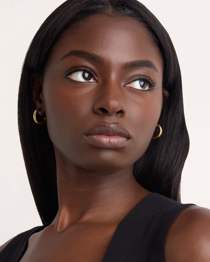 Waterproof Small Thick Hoop Earrings in Gold