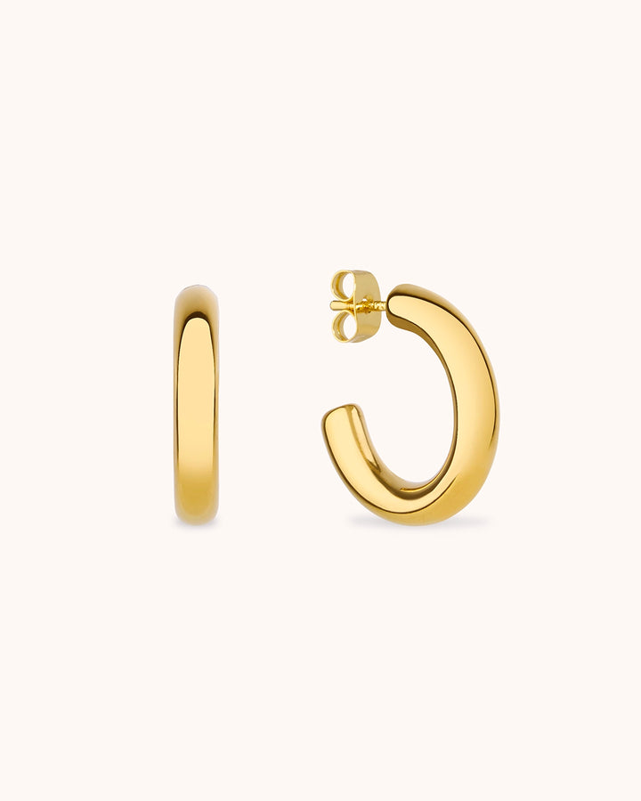 Waterproof Small Thick Hoop Earrings in Gold