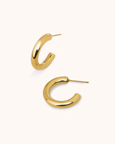 Waterproof Small Thick Hoop Earrings in Gold