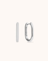 Long Circle Seamless Huggie Earrings in Silver