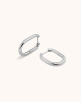 Long Circle Seamless Huggie Earrings in Silver
