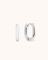 Thick Oval Seamless Huggie Hoop Earrings in Silver