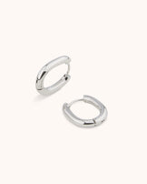 Thick Oval Seamless Huggie Hoop Earrings in Silver