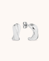 Waterproof Small Crossover Hoops in Silver