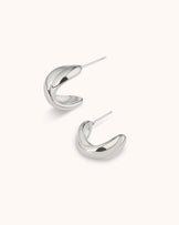 Waterproof Small Crossover Hoops in Silver